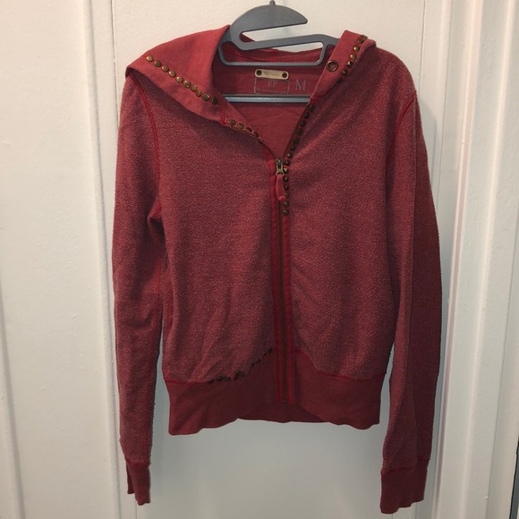 Free People Tops - Free People Red Reversed Hoodie